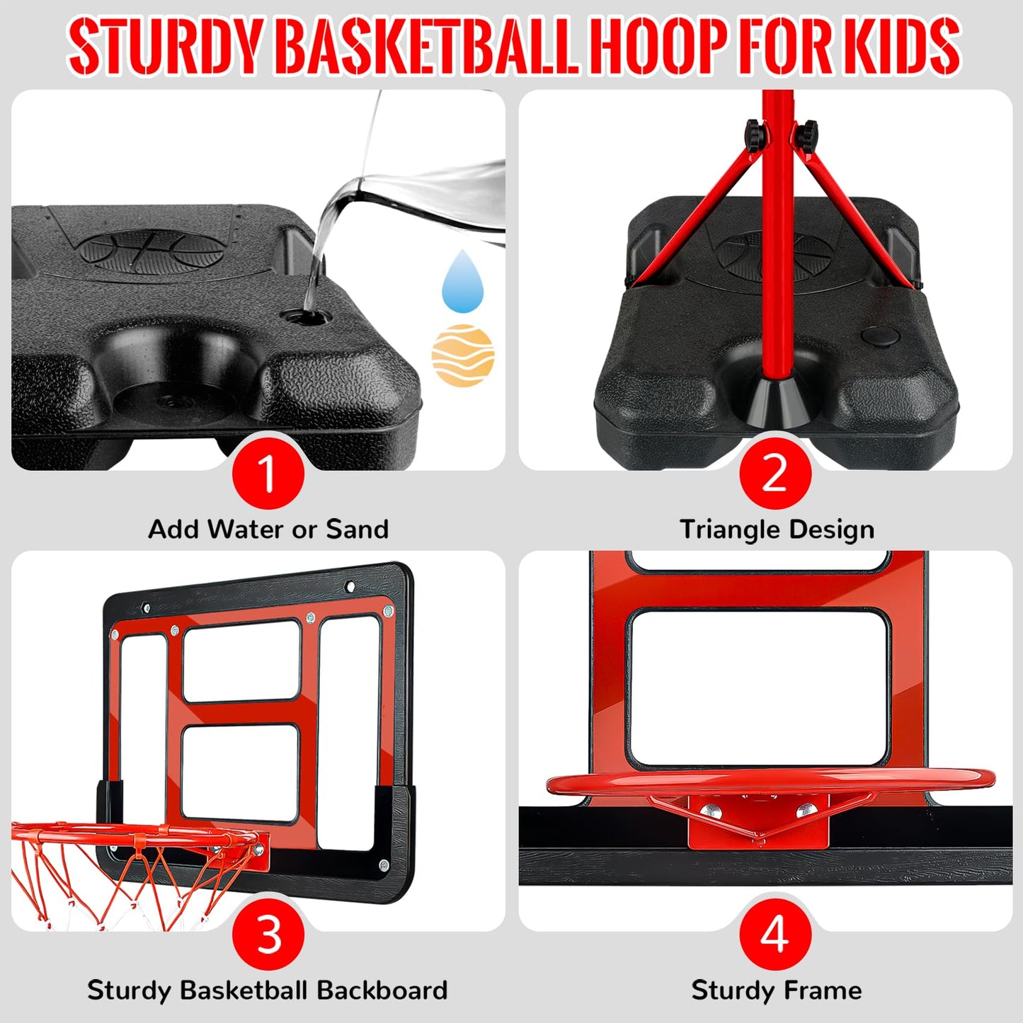 GMAOPHY Kids Basketball Hoop with Stand – Adjustable Indoor/Outdoor Set