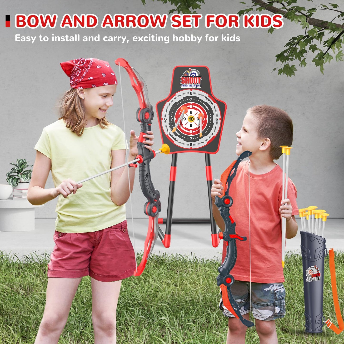 GMAOPHY LED Light-Up Archery Set – 2 Pack Bow & Arrow Toy with 20 Arrows for Kids 4-12