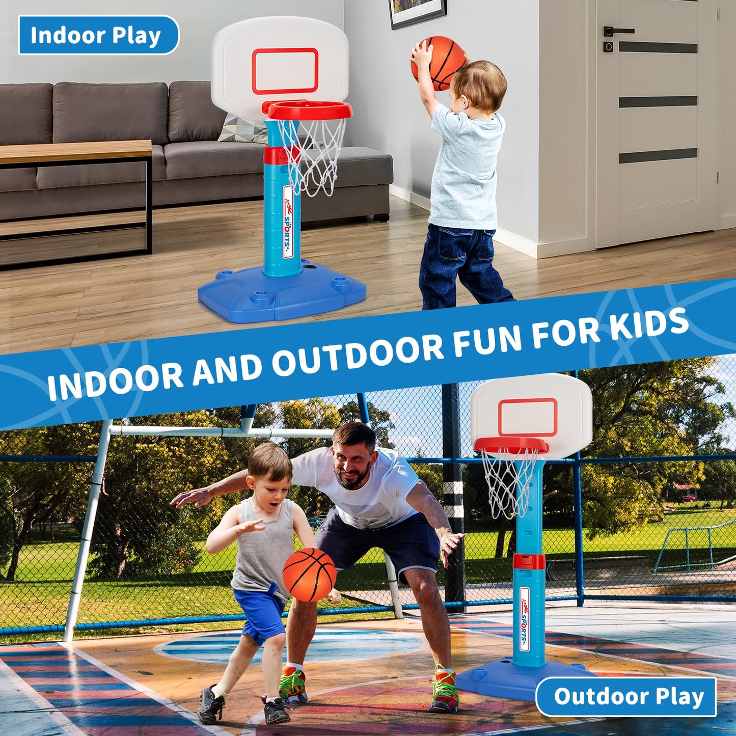 GMAOPHY Toddler Basketball Hoop – Adjustable Indoor/Outdoor Mini Hoop with 3 Soft Balls (Ages 1-3)