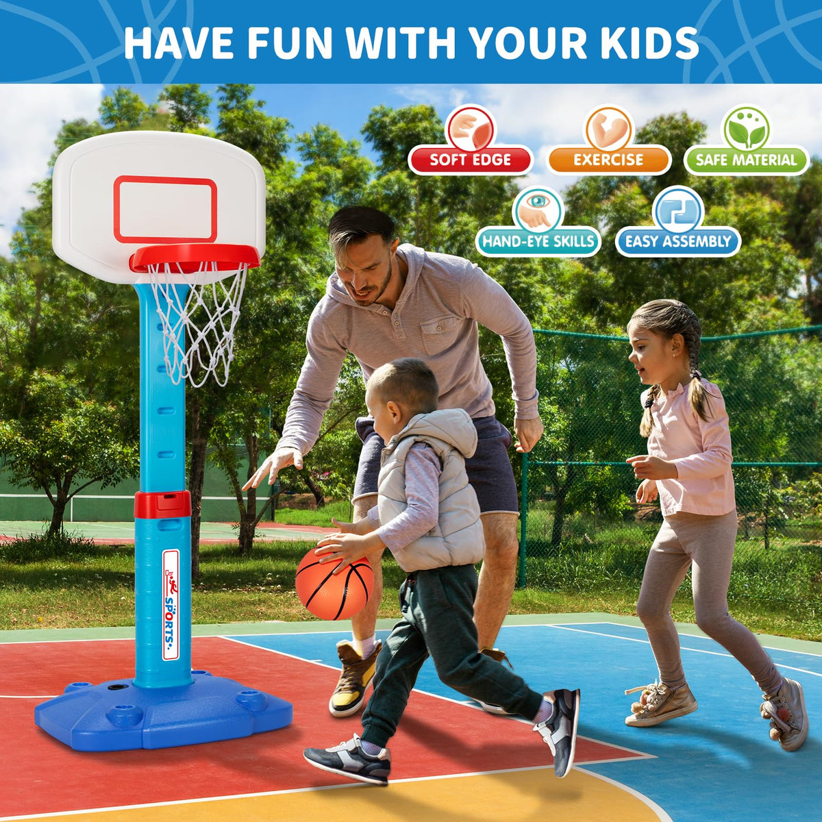 GMAOPHY Toddler Basketball Hoop – Adjustable Indoor/Outdoor Mini Hoop with 3 Soft Balls (Ages 1-3)