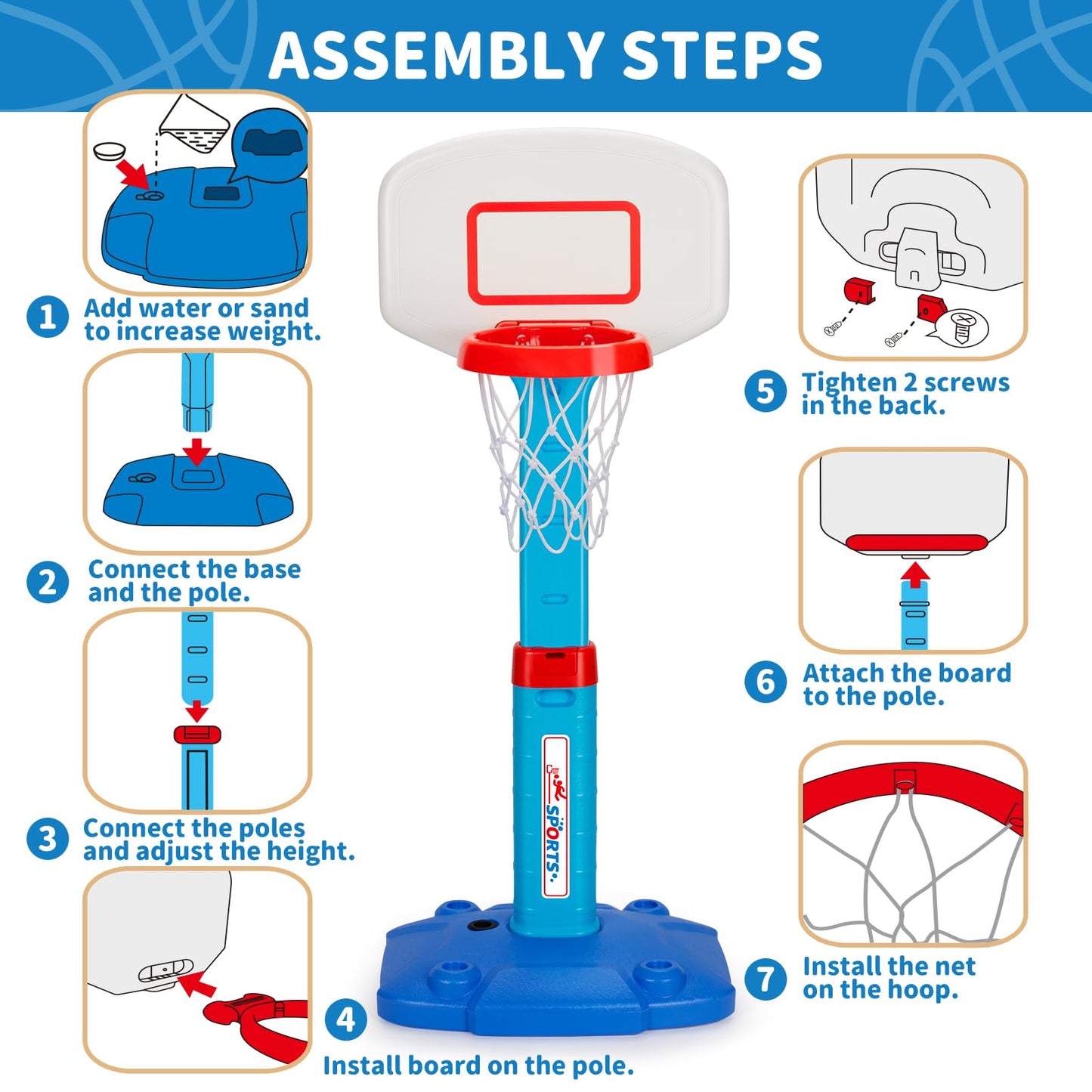 GMAOPHY Toddler Basketball Hoop – Adjustable Indoor/Outdoor Mini Hoop with 3 Soft Balls (Ages 1-3)
