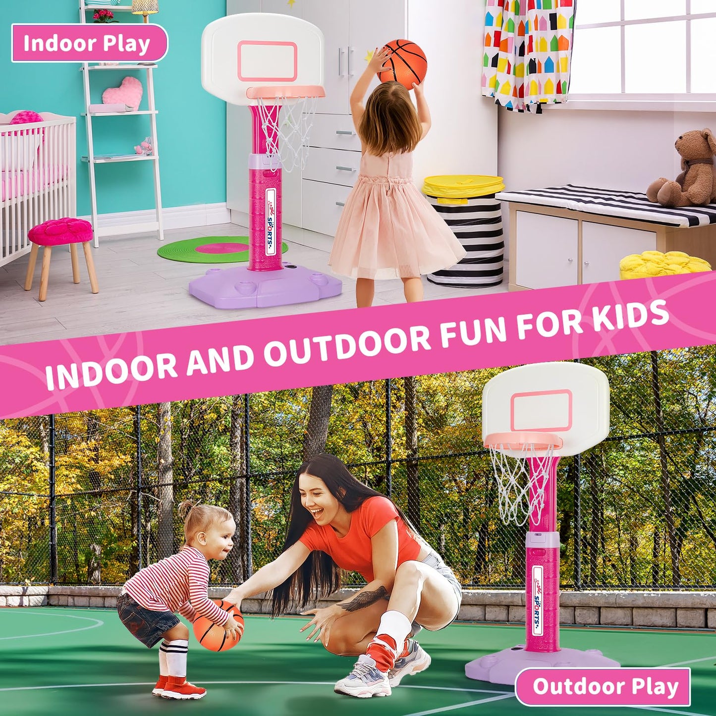 GMAOPHY Toddler Basketball Hoop Indoor – Adjustable for Ages 1-3