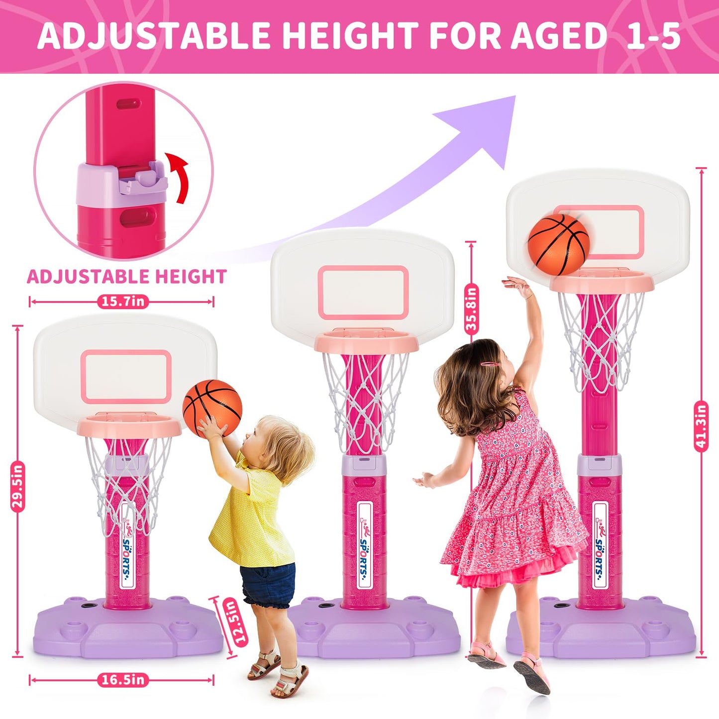GMAOPHY Toddler Basketball Hoop Indoor – Adjustable for Ages 1-3