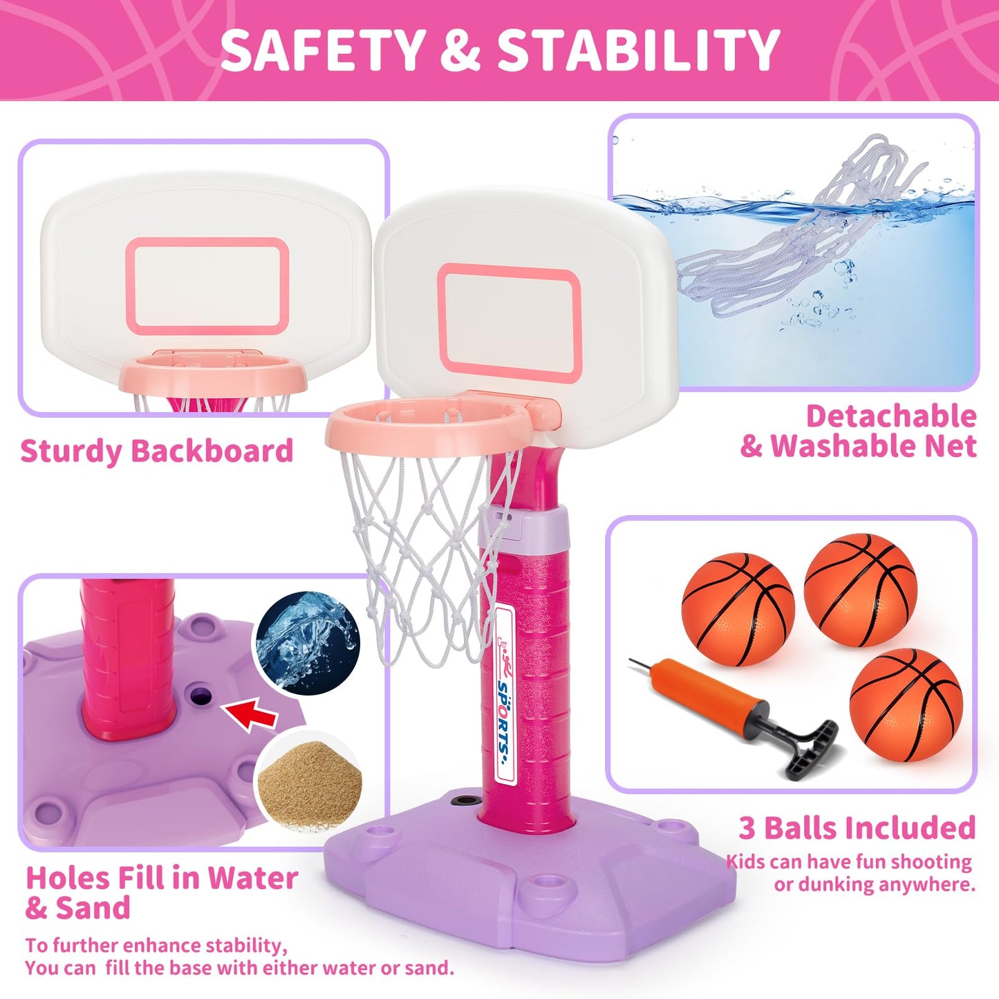GMAOPHY Toddler Basketball Hoop Indoor – Adjustable for Ages 1-3