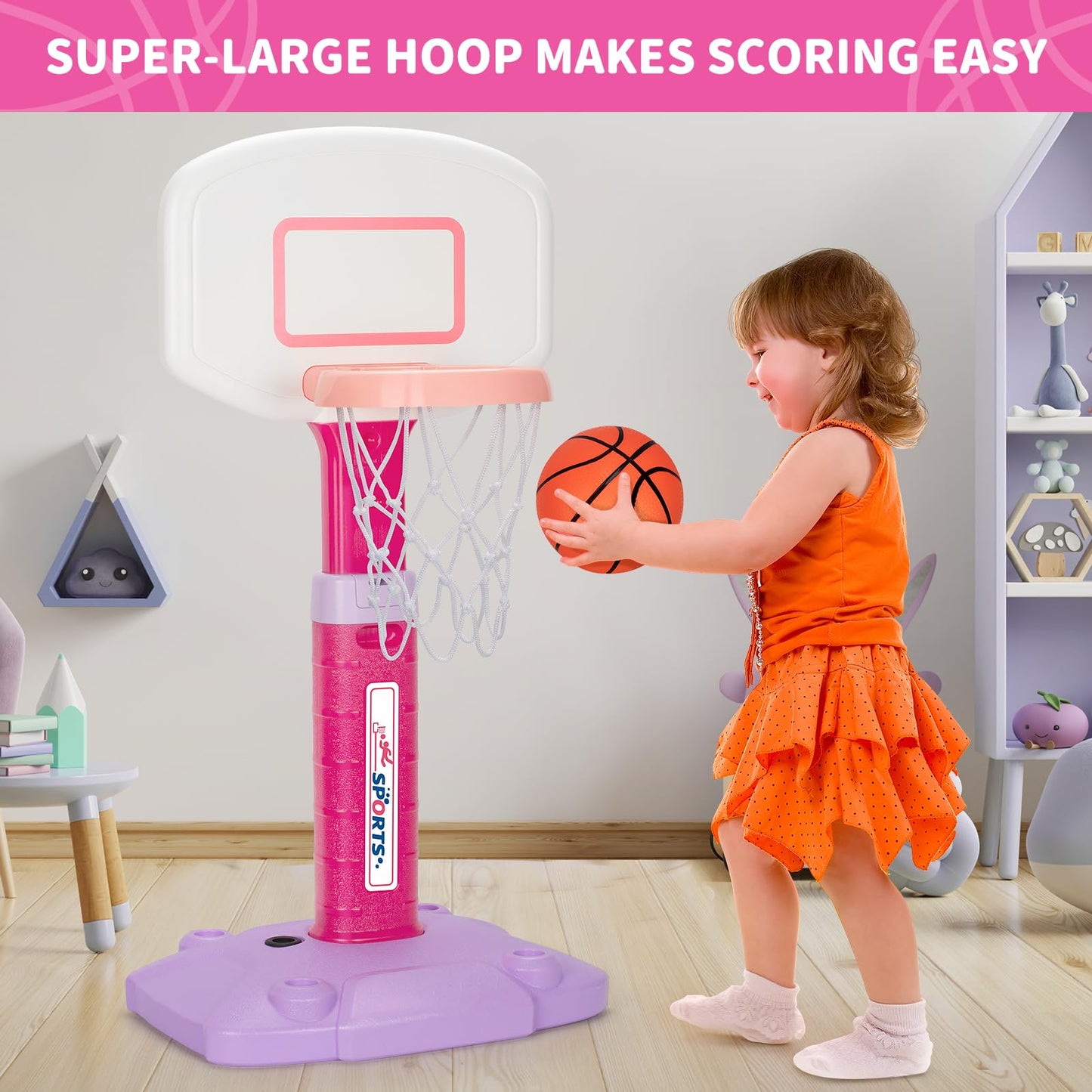 GMAOPHY Toddler Basketball Hoop Indoor – Adjustable for Ages 1-3