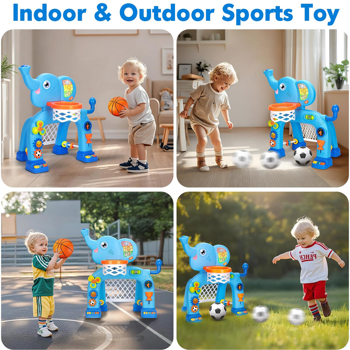 GMAOPHY Toddler Basketball Hoop & Soccer Goal – Lights, Sounds & Montessori Toys (Ages 12–36 Months)
