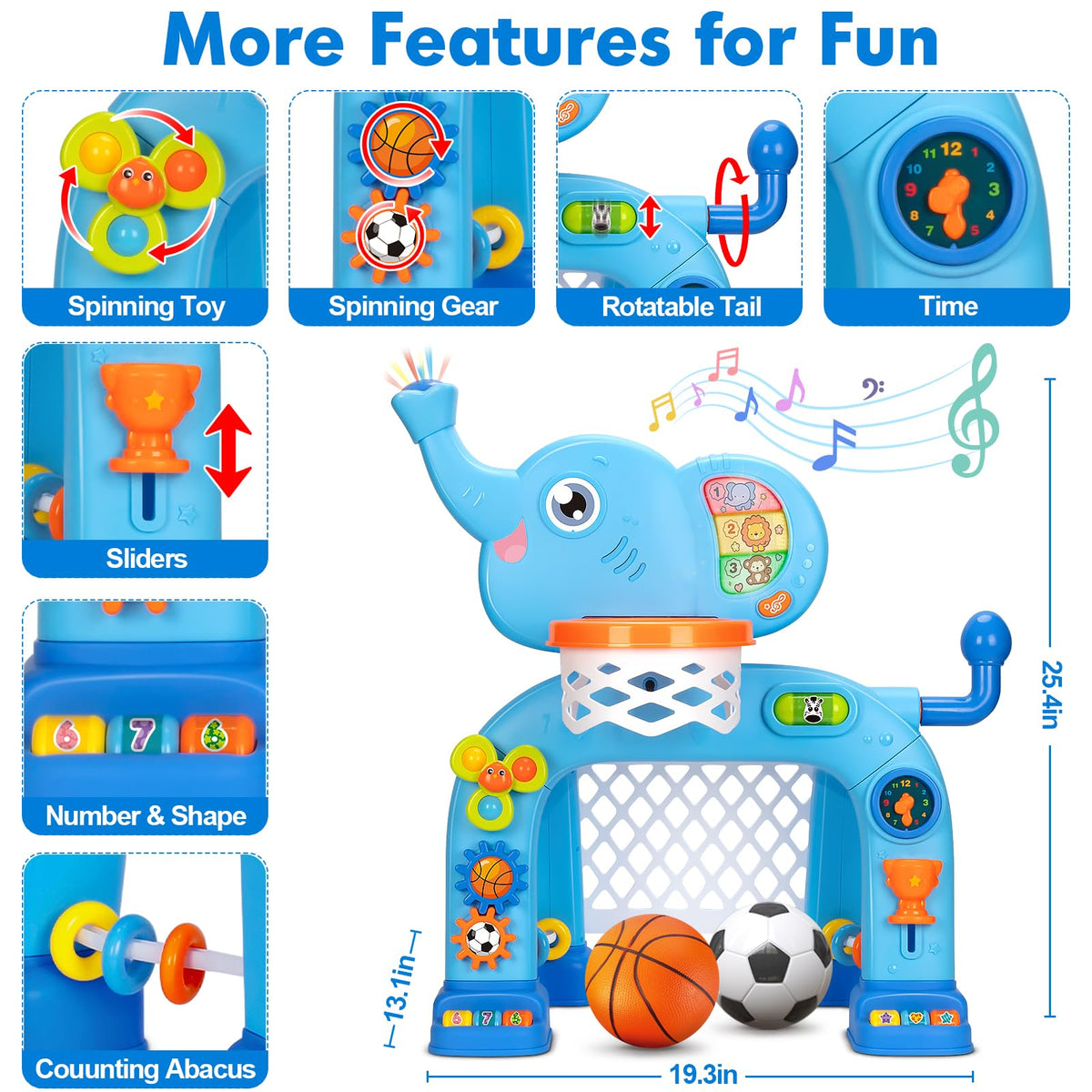 GMAOPHY Toddler Basketball Hoop & Soccer Goal – Lights, Sounds & Montessori Toys (Ages 12–36 Months)
