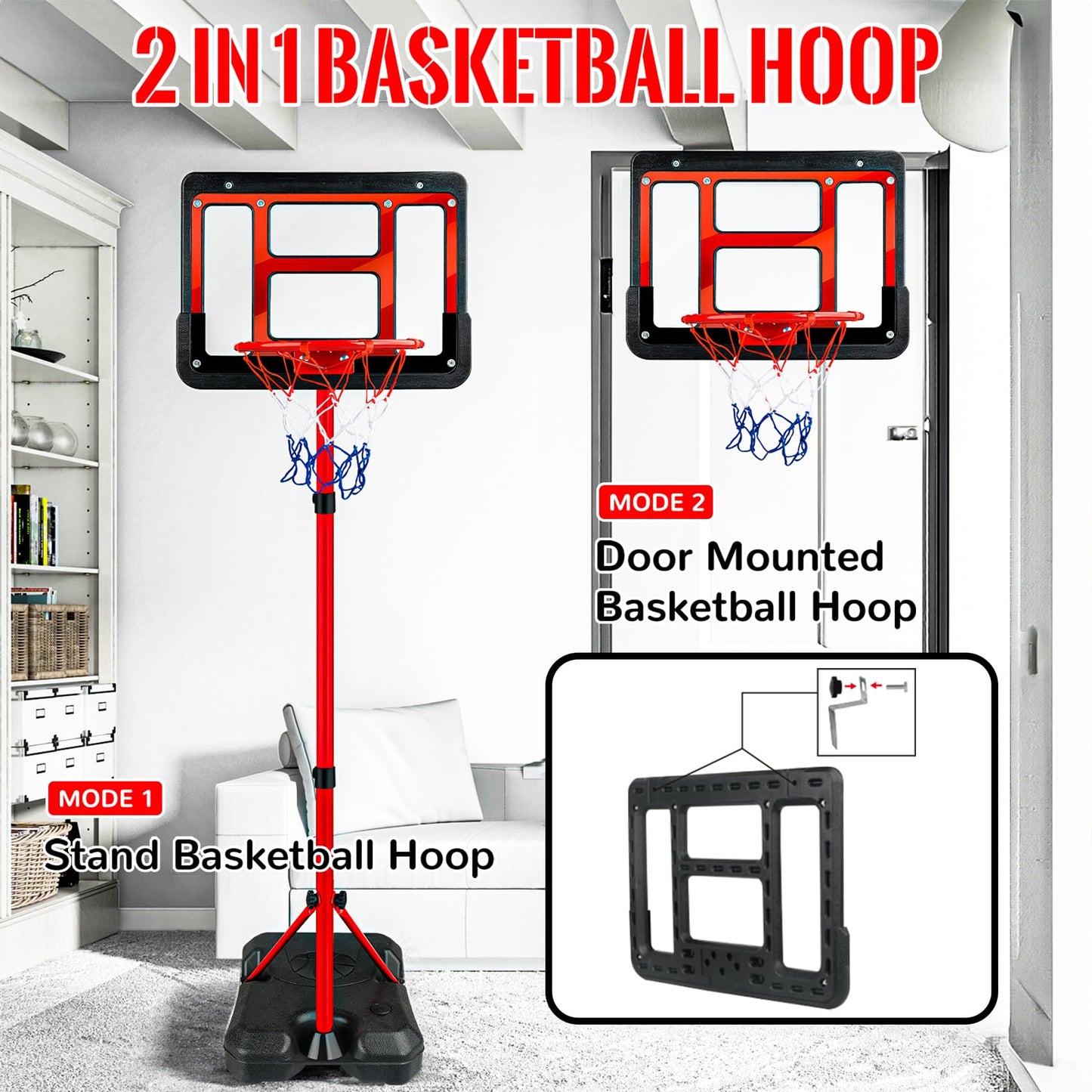 GMAOPHY Kids Basketball Hoop with Stand – Adjustable Indoor/Outdoor Set