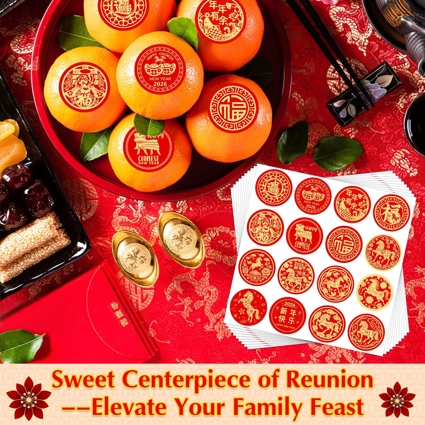 GMEMNOV 160PCS Chinese New Year Stickers – Year of the Horse 2026 Decor Pack