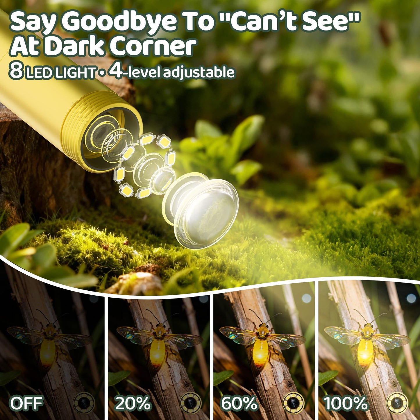 GMYGBY Dinosaur Borescope Camera Toy — Outdoor STEM Kit for Kids, 2.4-Inch Screen & LED Lights