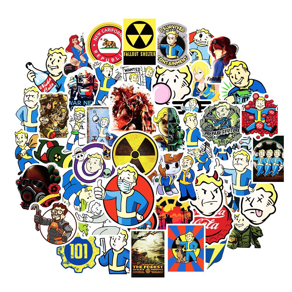 GMVAESKY Fallout Stickers – 50 Waterproof Vinyl Decals for Bottles, Laptops & More
