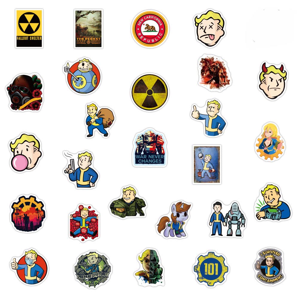 GMVAESKY Fallout Stickers – 50 Waterproof Vinyl Decals for Bottles, Laptops & More