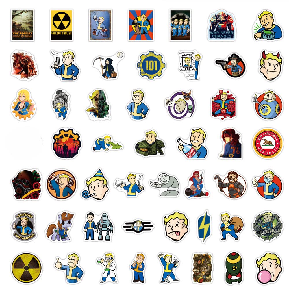 GMVAESKY Fallout Stickers – 50 Waterproof Vinyl Decals for Bottles, Laptops & More