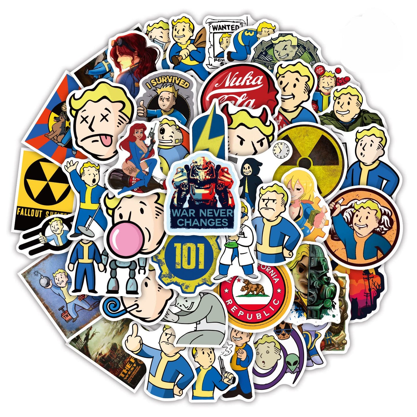 GMVAESKY Fallout Stickers – 50 Waterproof Vinyl Decals for Bottles, Laptops & More