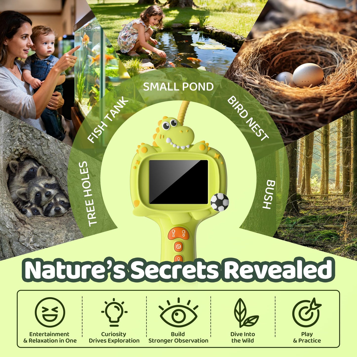 GMYGBY Dinosaur Borescope Camera Toy – Outdoor STEM Kit for Kids 4-10