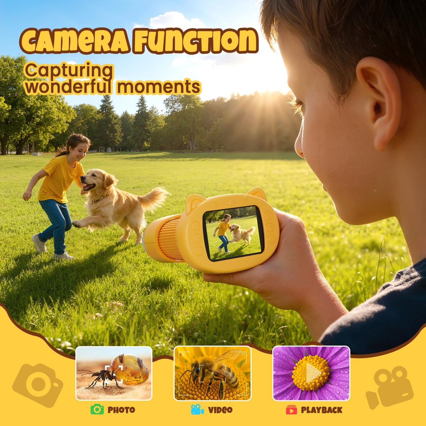 GMYGBY Handheld Digital Mini Microscope – 1000X, 4K IPS Screen, Portable STEM Toy for Kids