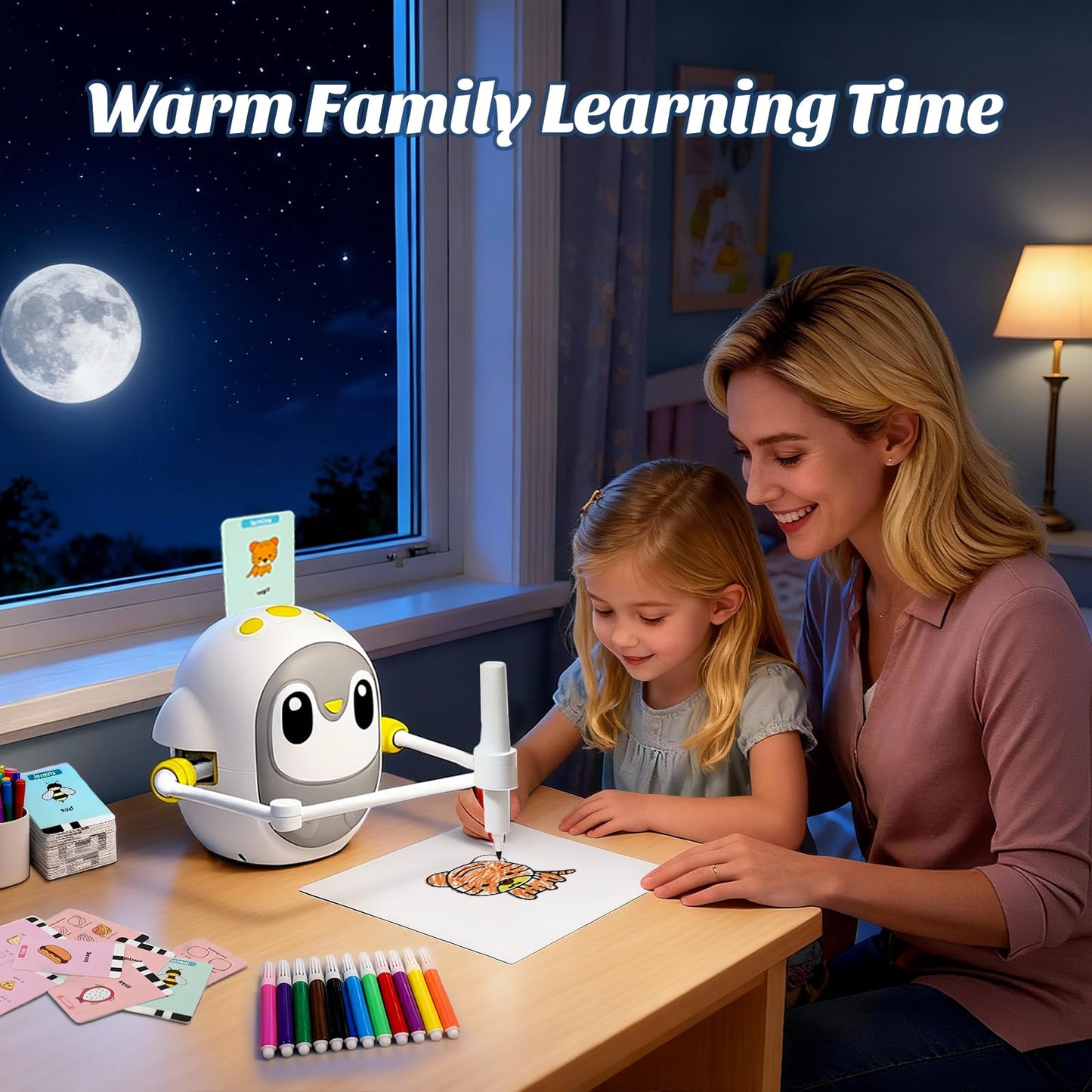 GMYGBY Drawing Robot for Kids – Montessori Learning with 200 Cards