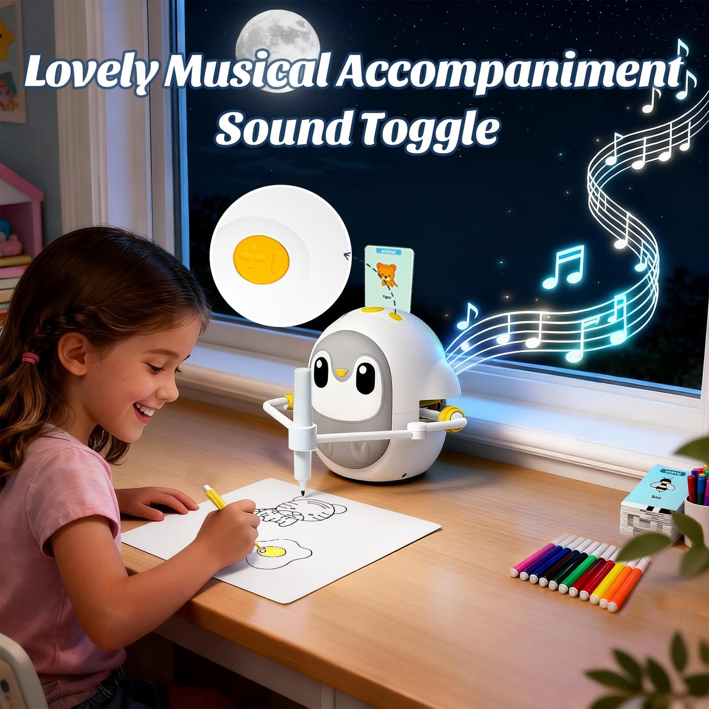 GMYGBY Drawing Robot for Kids – Montessori Learning with 200 Cards