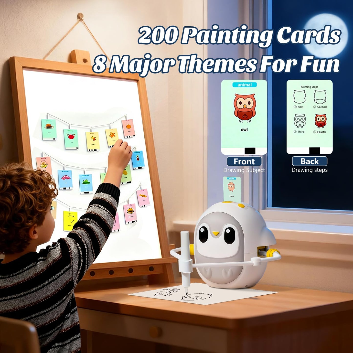 GMYGBY Drawing Robot for Kids – Montessori Learning with 200 Cards