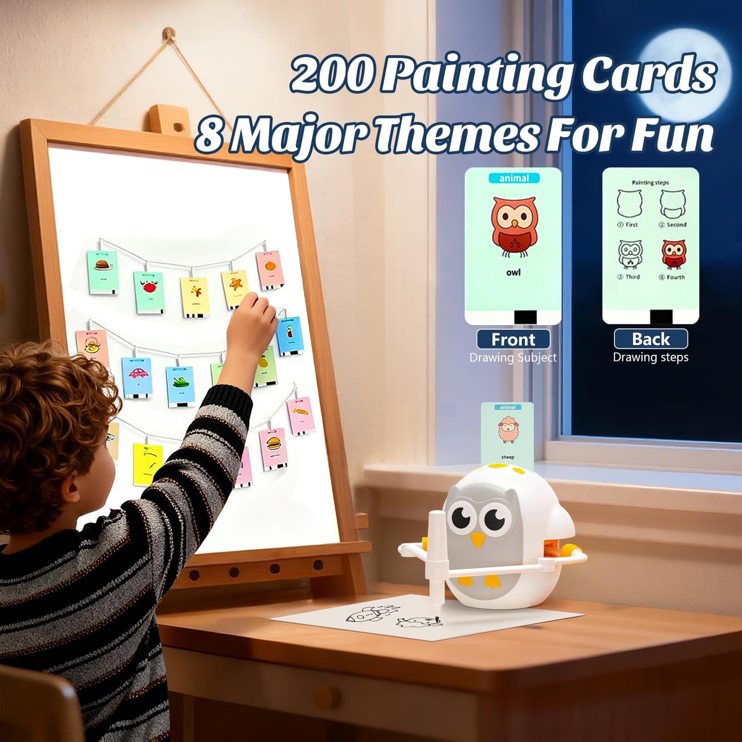 GMYGBY Drawing Robot for Kids – Montessori-Inspired Educational Painting Toy (Owl)