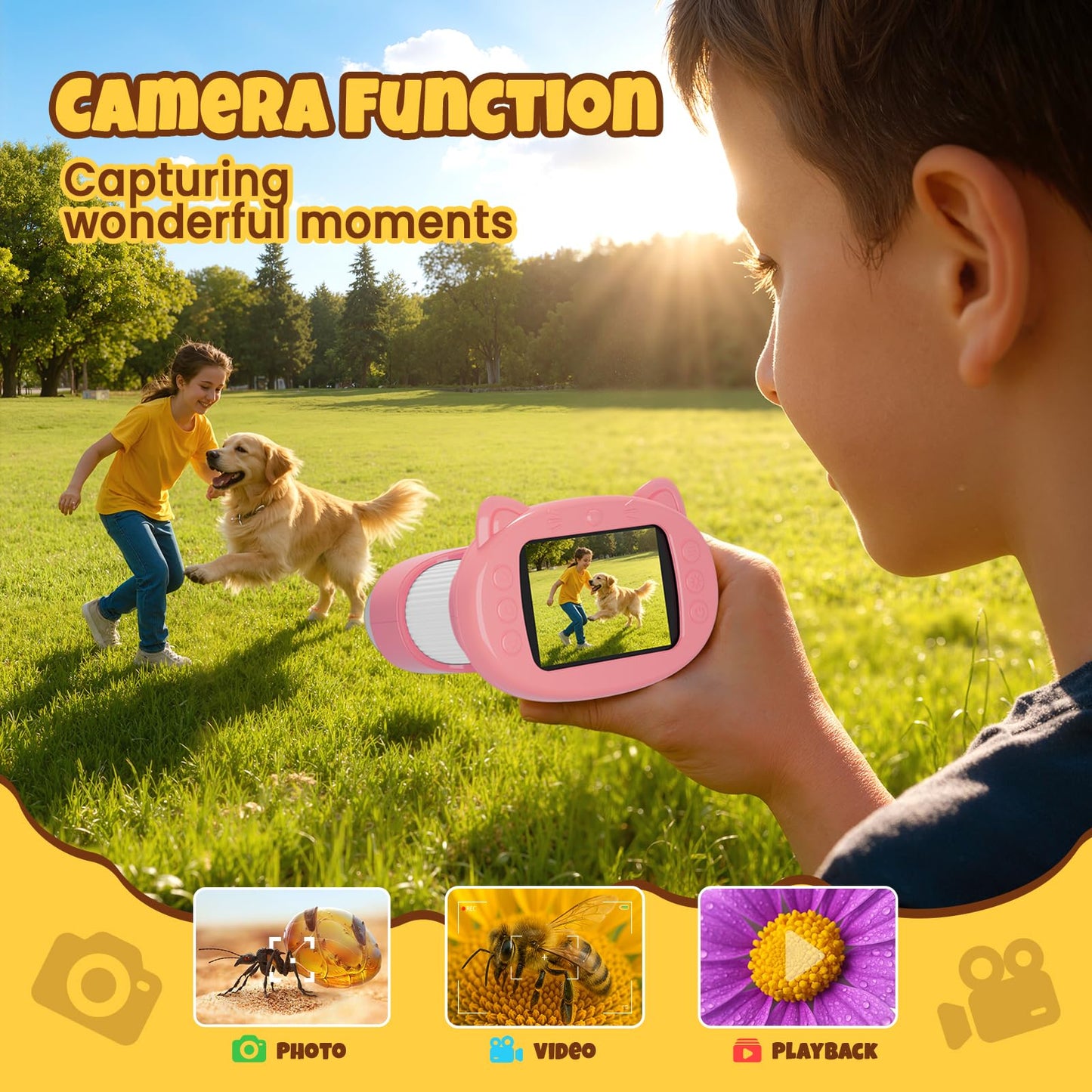 GMYGBY Handheld Digital Mini Microscope for Kids – 1000X, 2.4-inch IPS Screen, Portable STEM Toy