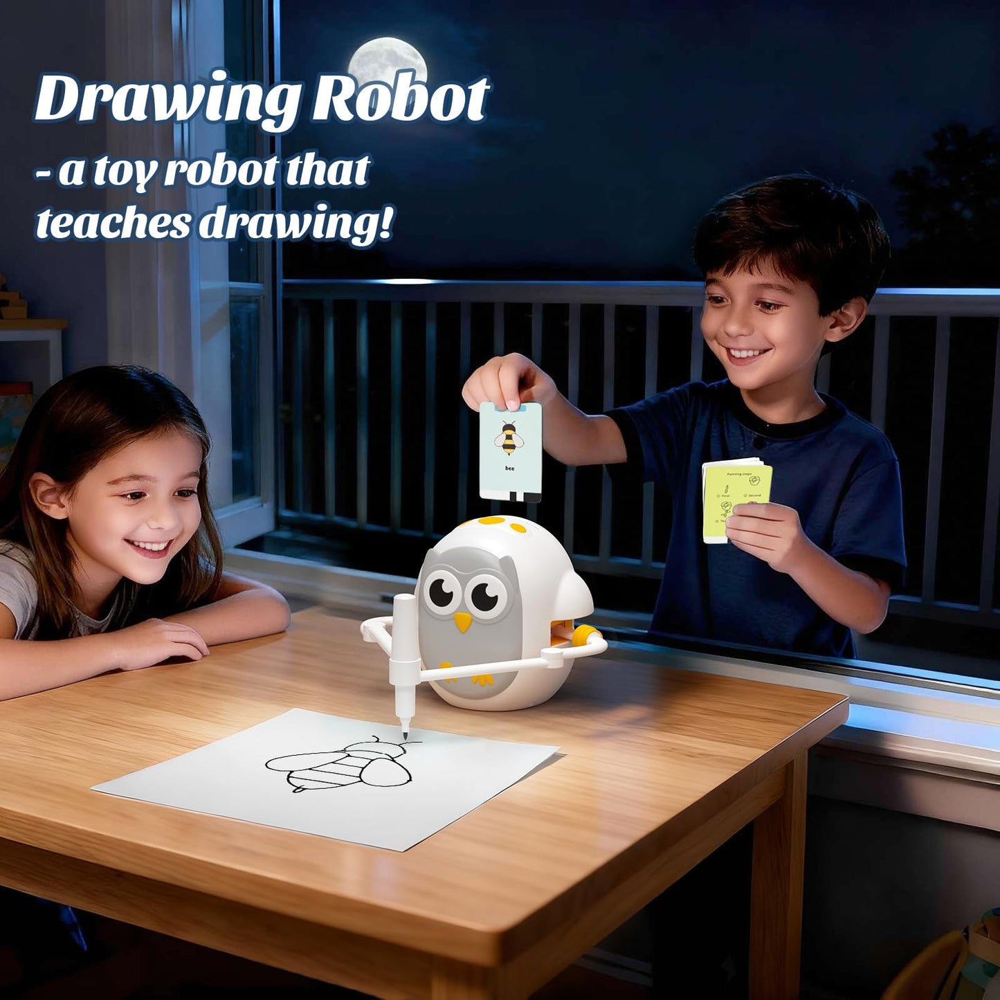 GMYGBY Drawing Robot for Kids – Montessori-Inspired Educational Painting Toy (Owl)