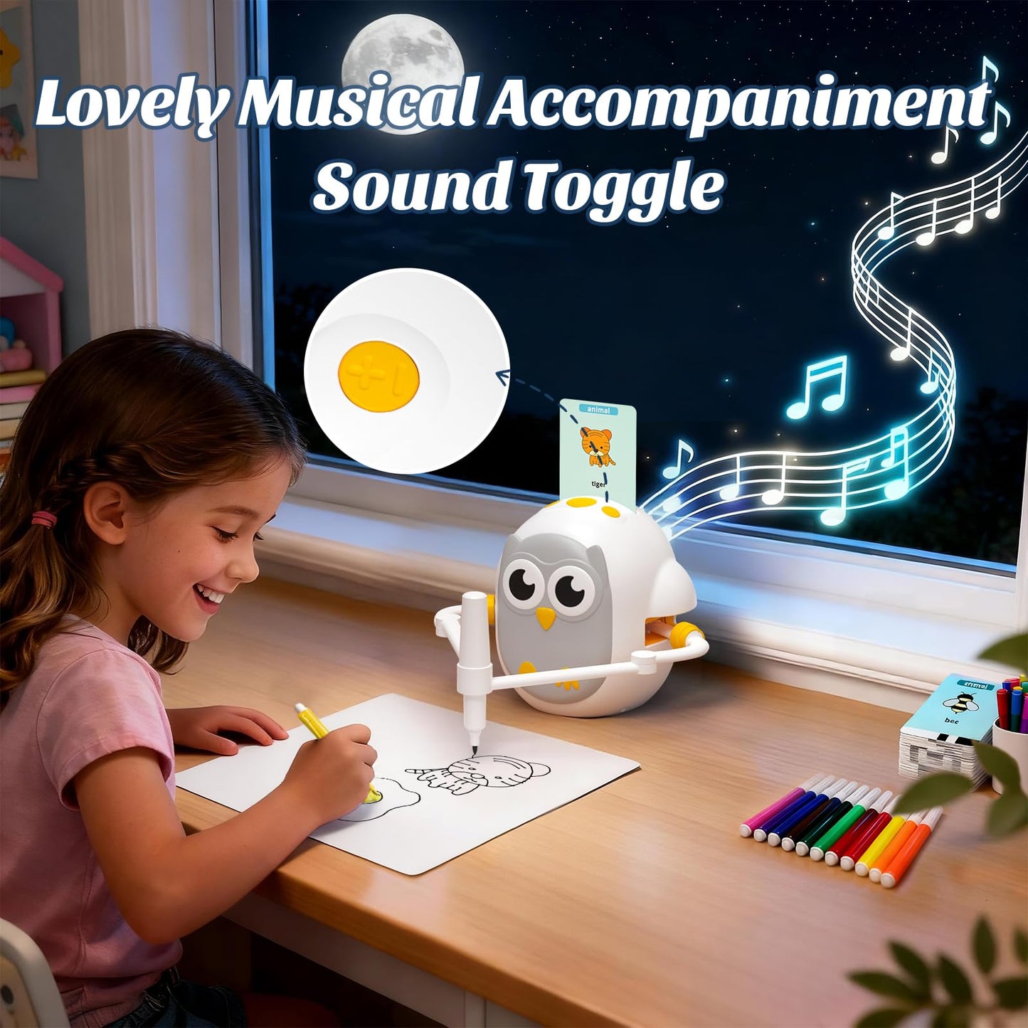 GMYGBY Drawing Robot for Kids – Montessori-Inspired Educational Painting Toy (Owl)