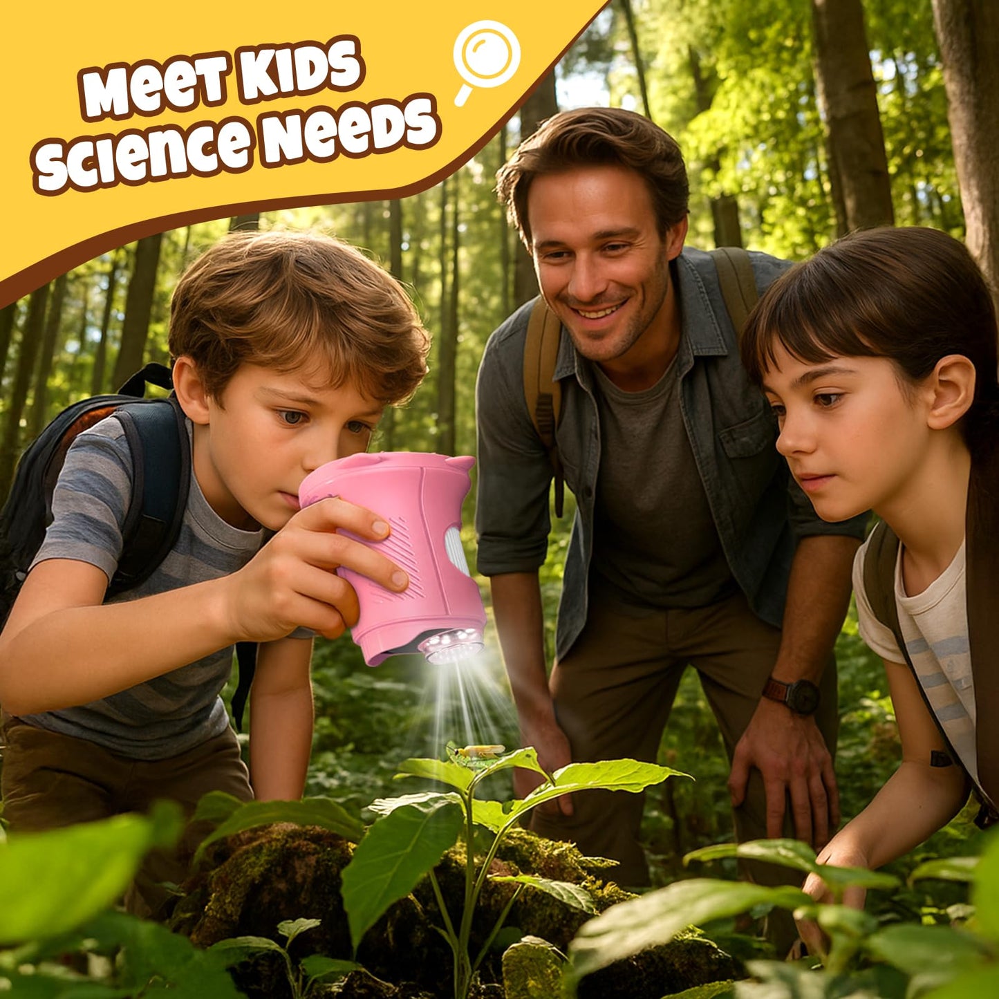 GMYGBY Handheld Digital Mini Microscope for Kids – 1000X, 2.4-inch IPS Screen, Portable STEM Toy