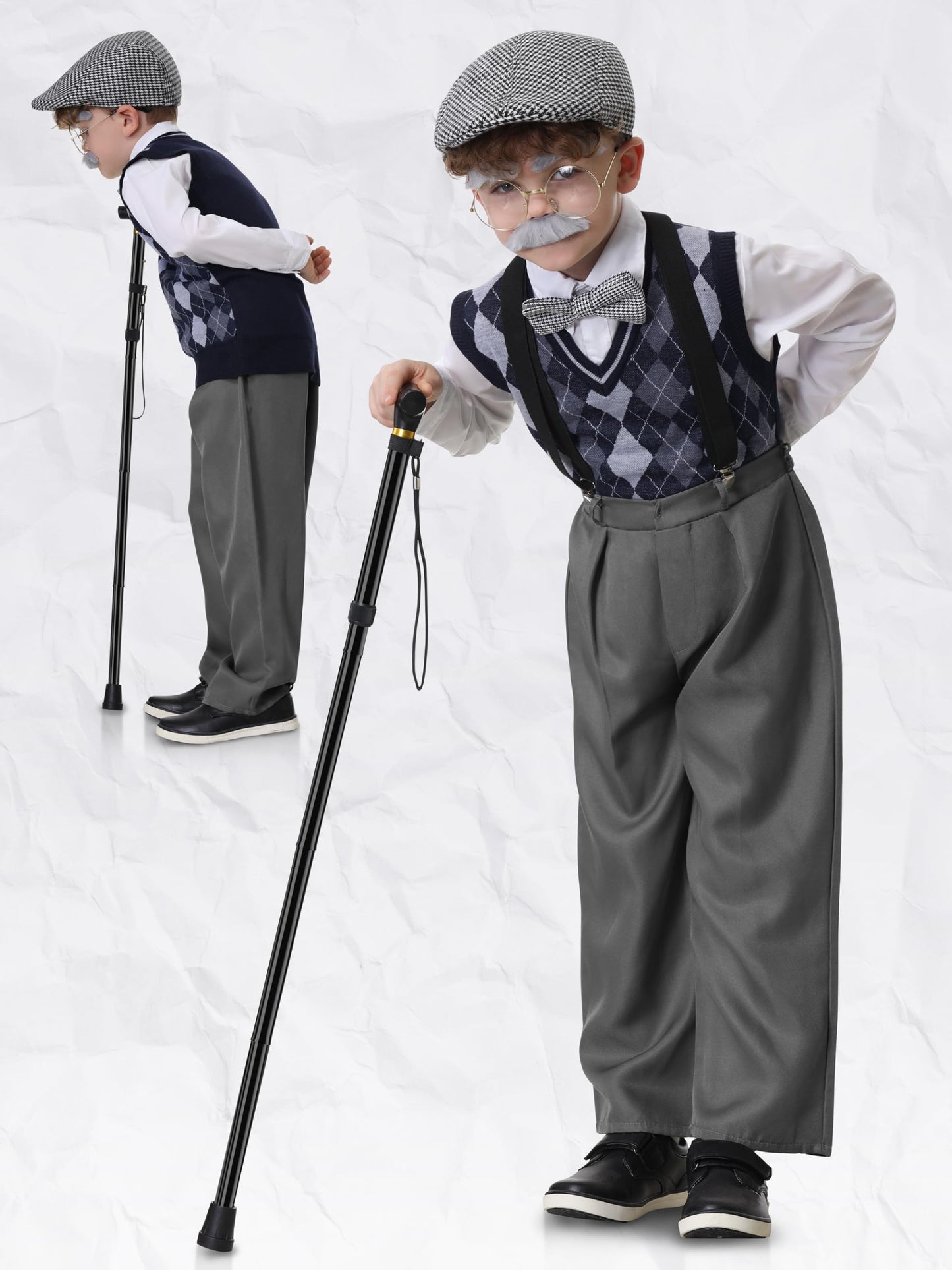 Gnodio 100 Days of School Costume for Boys – Old Man Grandpa Dress-Up Kit
