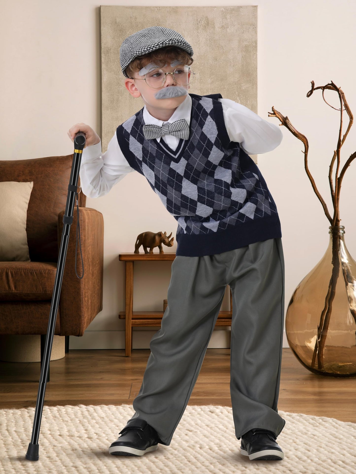 Gnodio 100 Days of School Costume for Boys – Old Man Grandpa Dress-Up Kit