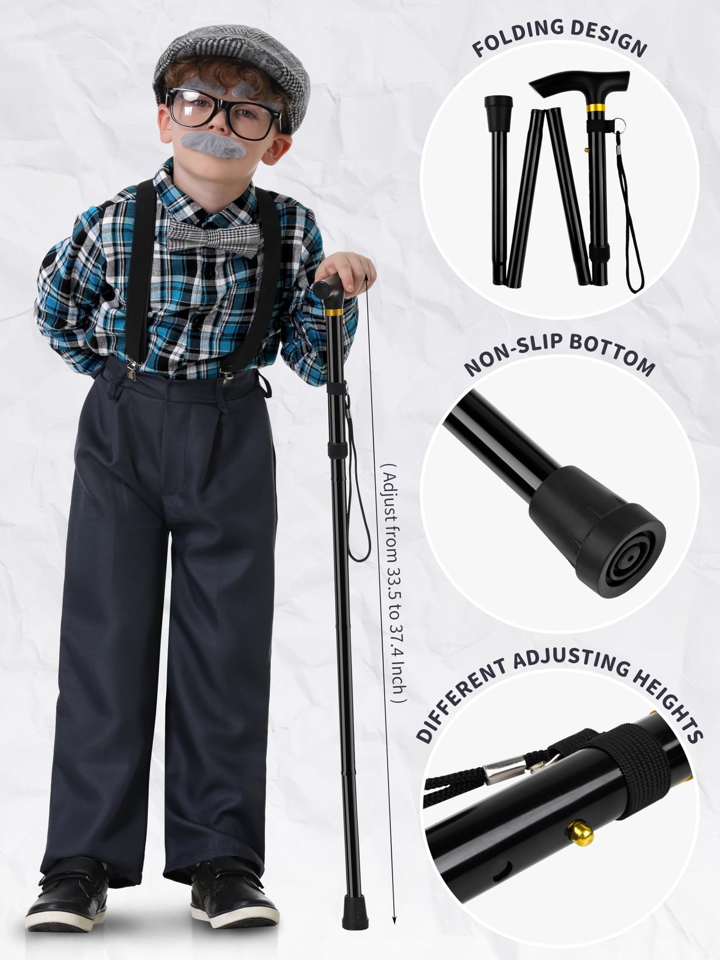 Gnodio 100 Days of School Costume for Boys – Old Man Grandpa Dress-Up Set for 100th Day