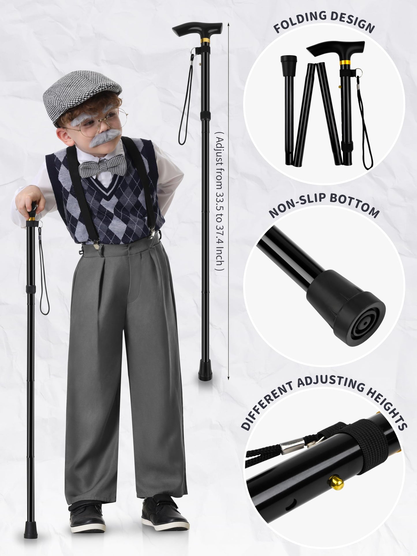 Gnodio 100 Days of School Costume for Boys – Old Man Grandpa Dress-Up Kit