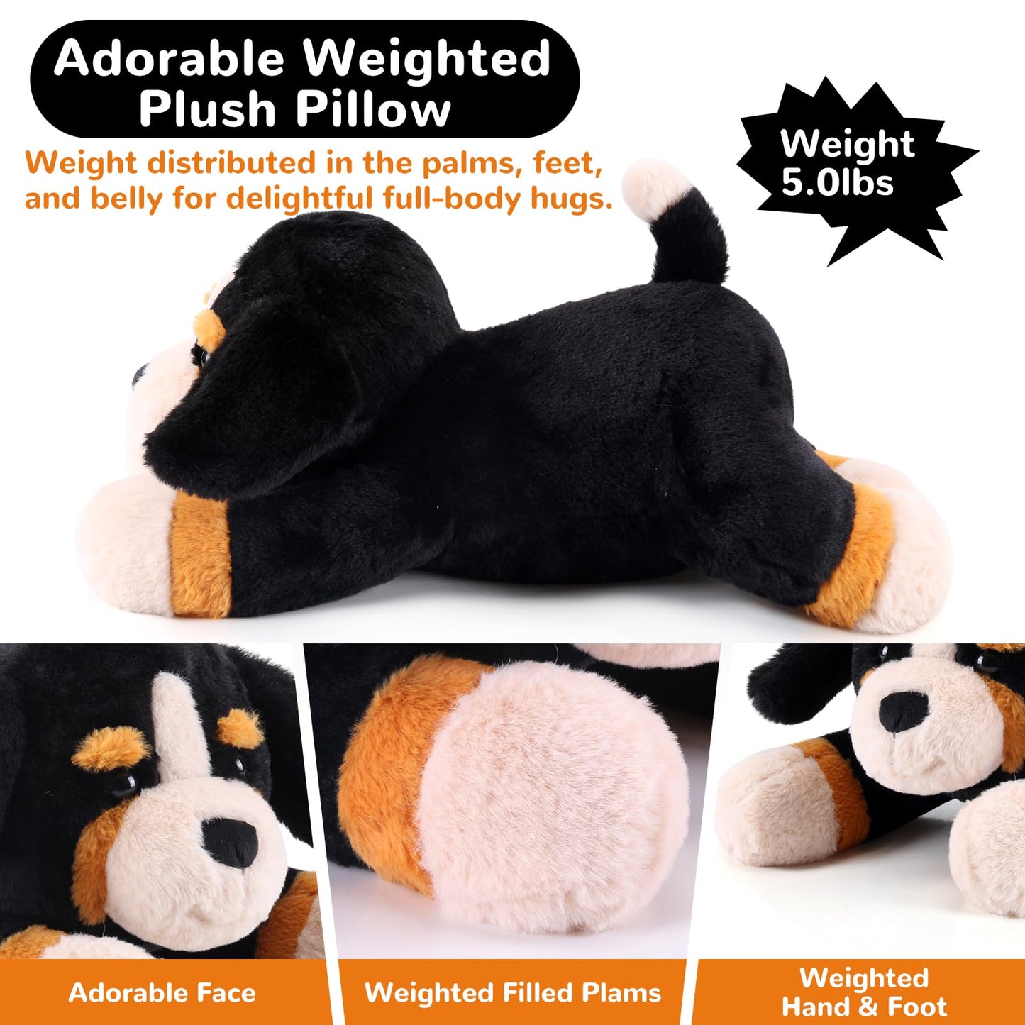 Gnomantic Bernese Mountain Dog Weighted Stuffed Animal – 28in, 5.0 lb Plush Pillow