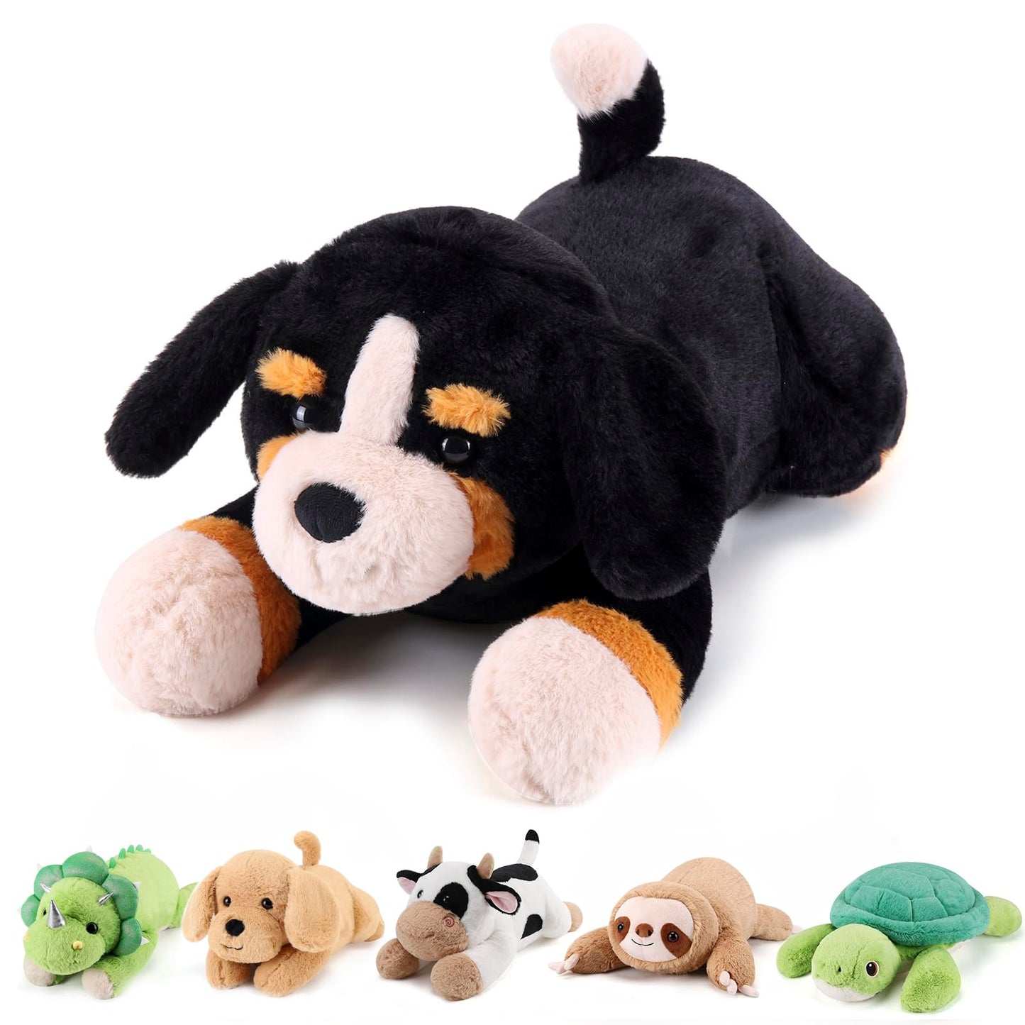 Gnomantic Bernese Mountain Dog Weighted Stuffed Animal – 28in, 5.0 lb Plush Pillow