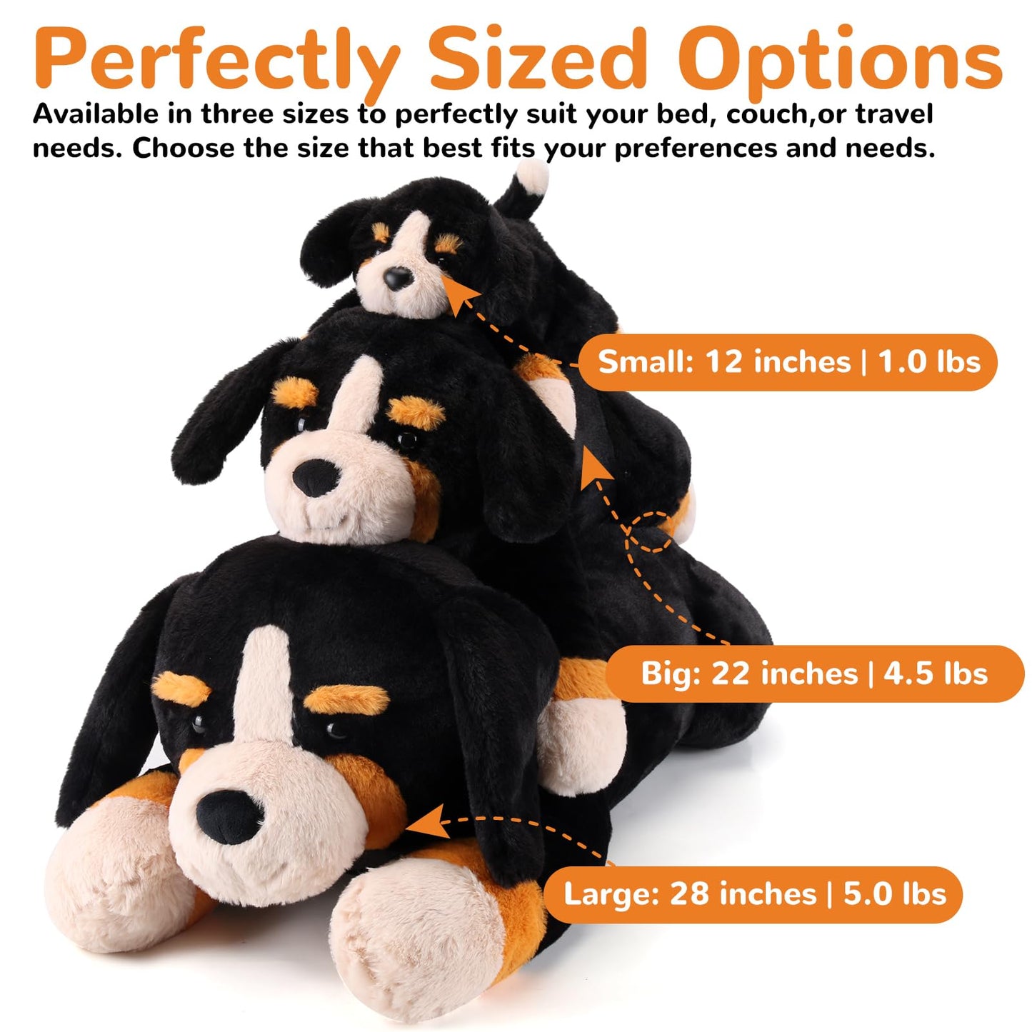 Gnomantic Bernese Mountain Dog Weighted Stuffed Animal – 28in, 5.0 lb Plush Pillow