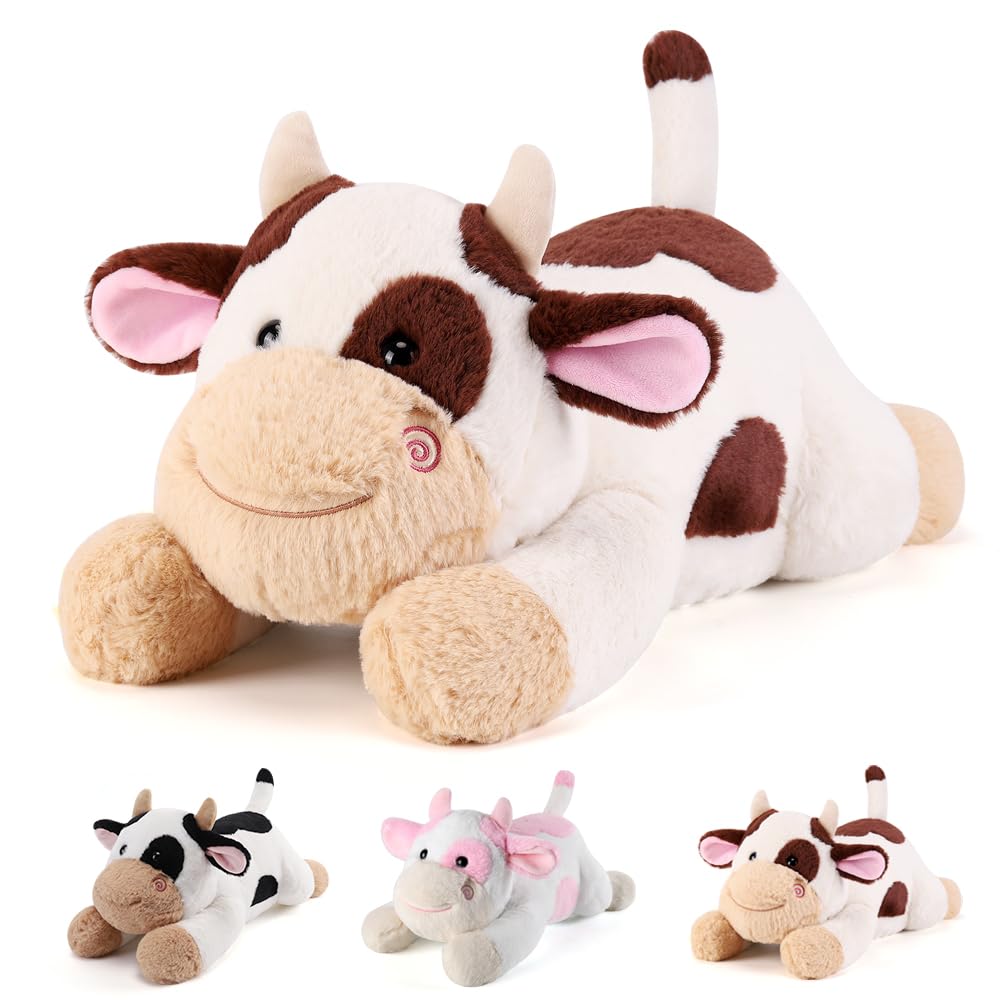 gnomantic Cow Weighted Stuffed Animal - 22 Inch, 4.5 Pound Plush Pillow