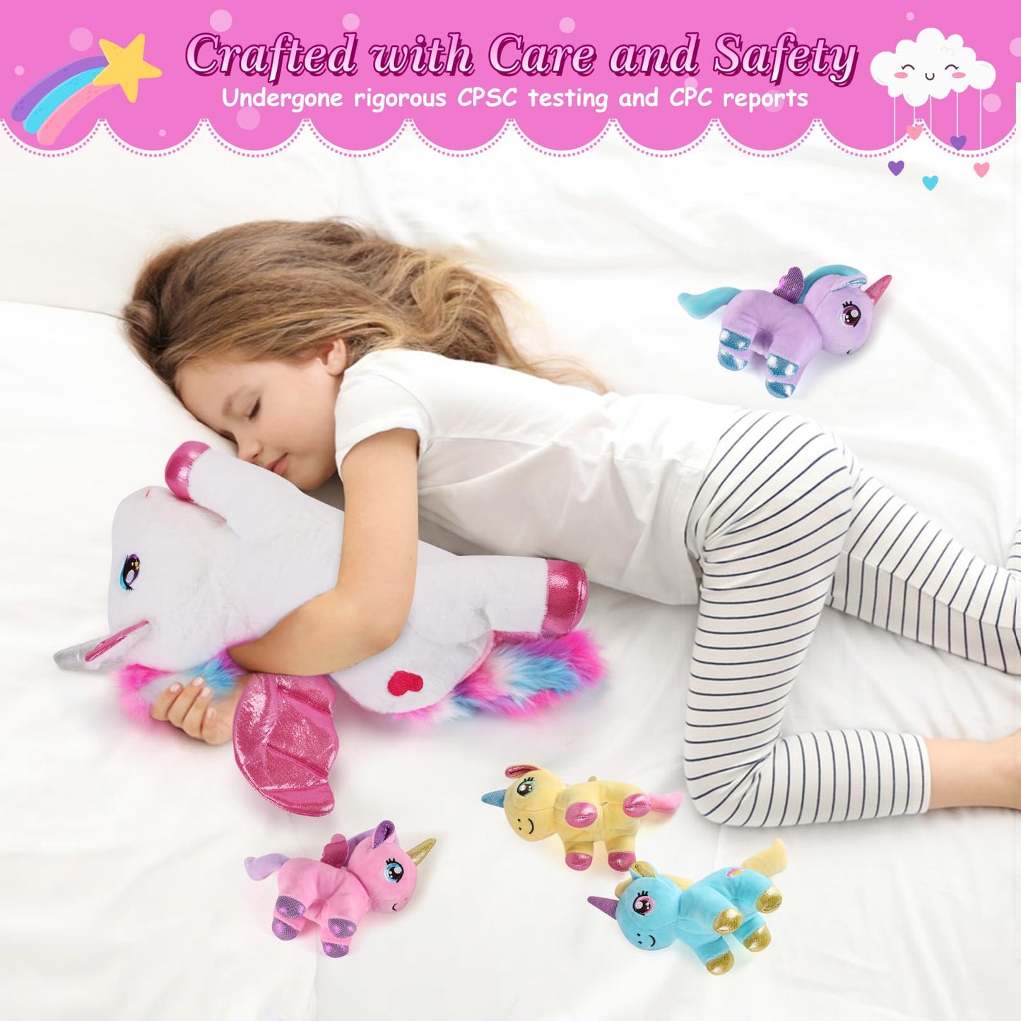 Gnomantic 5-Piece Unicorn Plush Set – Mommy Unicorn with 4 Babies | Soft Plush Toys for Girls 3–8