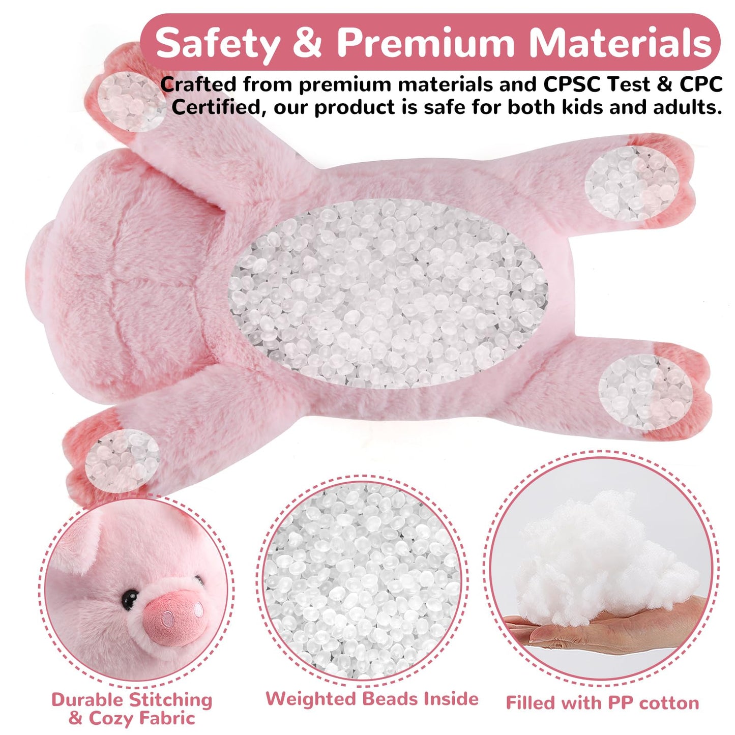 gnomantic Pig Weighted Stuffed Animals - 22-Inch, 4.5 lb Plush Pillow & Gift for All Ages