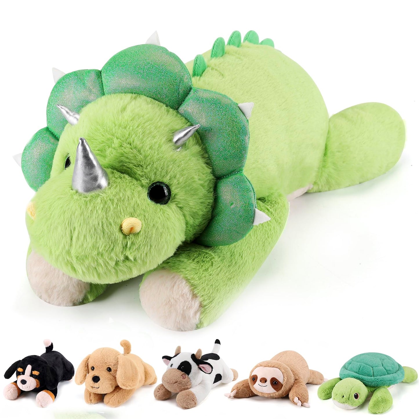 gnomantic Triceratops Weighted Stuffed Animal – 28-Inch, 5.0 lb Plush Pillow