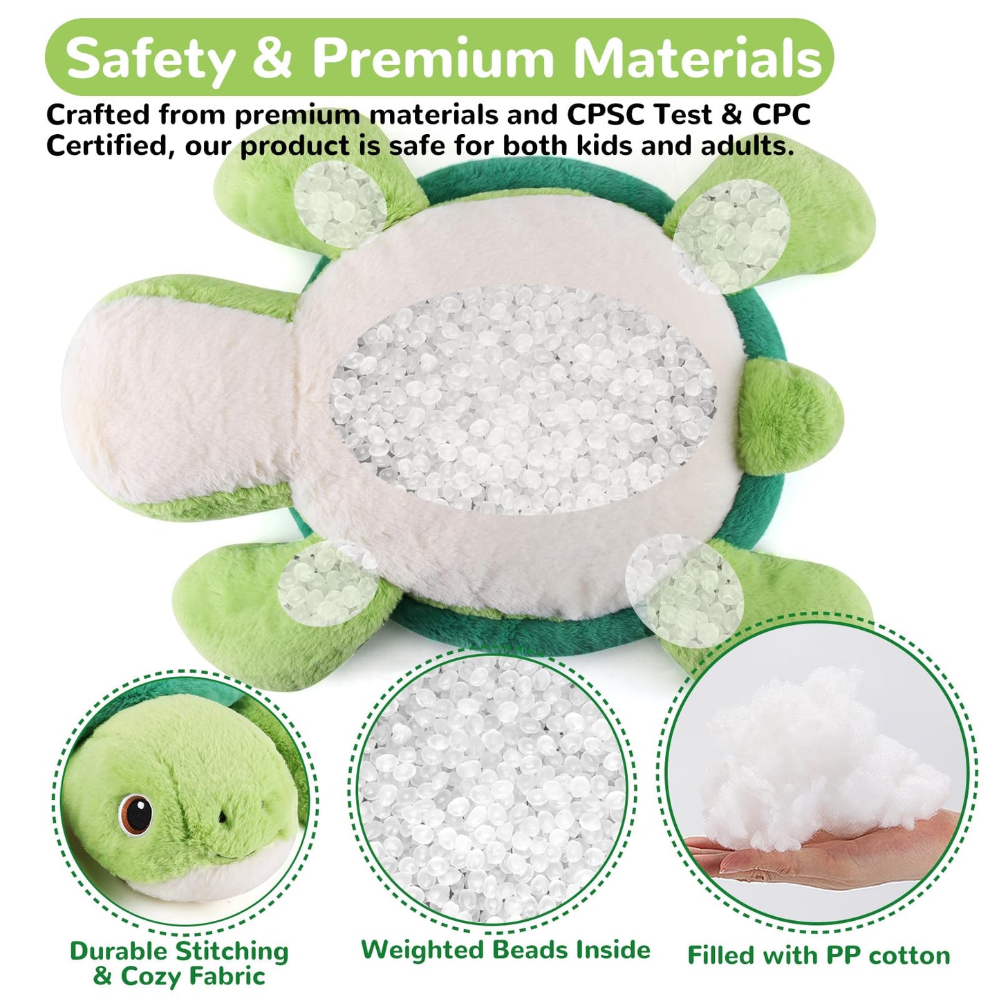 gnomantic Turtle Weighted Stuffed Animal - 28-Inch Plush Pillow, 5 lb Sea Turtle