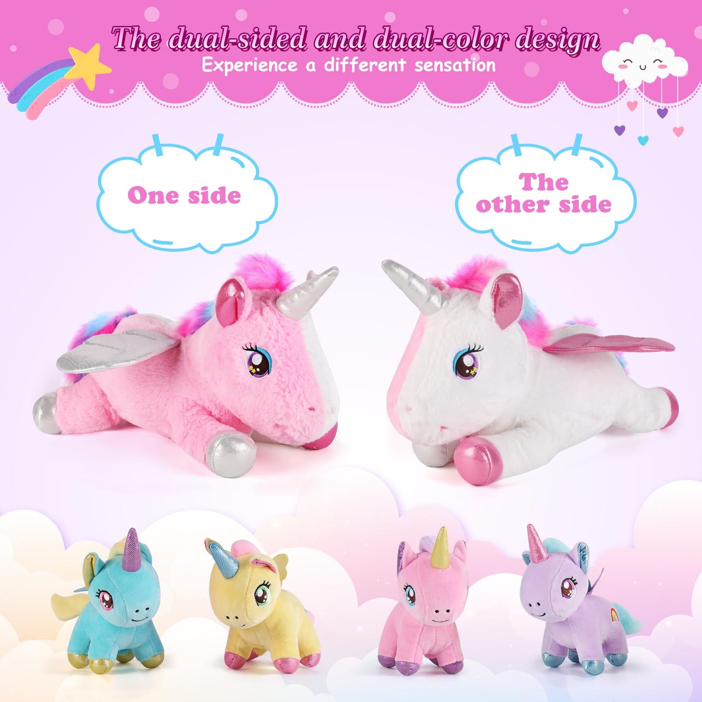 Gnomantic 5-Piece Unicorn Plush Set – Mommy Unicorn with 4 Babies | Soft Plush Toys for Girls 3–8