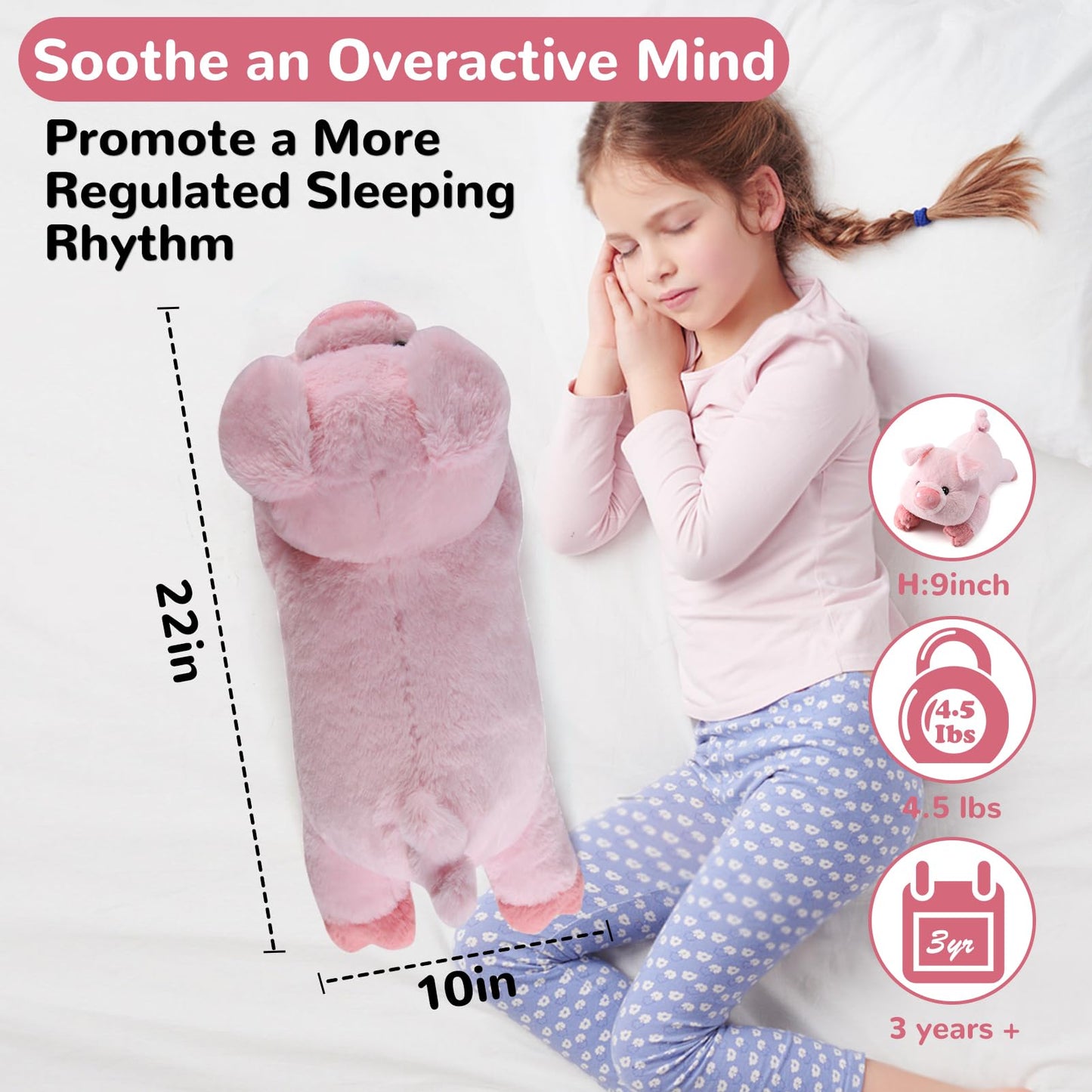 gnomantic Pig Weighted Stuffed Animals - 22-Inch, 4.5 lb Plush Pillow & Gift for All Ages