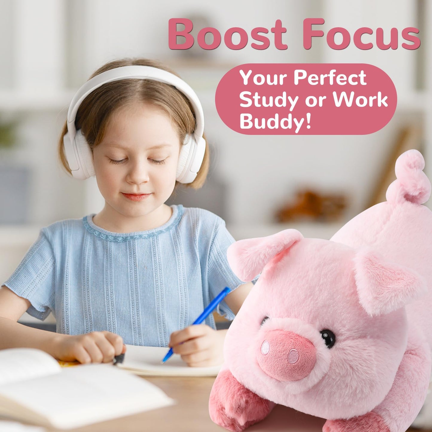 gnomantic Pig Weighted Stuffed Animals - 22-Inch, 4.5 lb Plush Pillow & Gift for All Ages