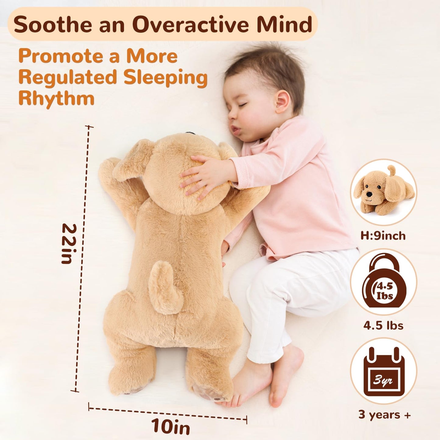 Gnomantic Yellow Lab Weighted Plush Toy — 22-inch, 4.5 lb Labradoodle Pillow for Kids and Adults