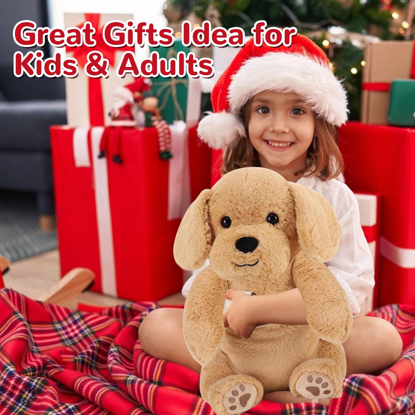 Gnomantic Yellow Lab Weighted Plush Toy — 22-inch, 4.5 lb Labradoodle Pillow for Kids and Adults