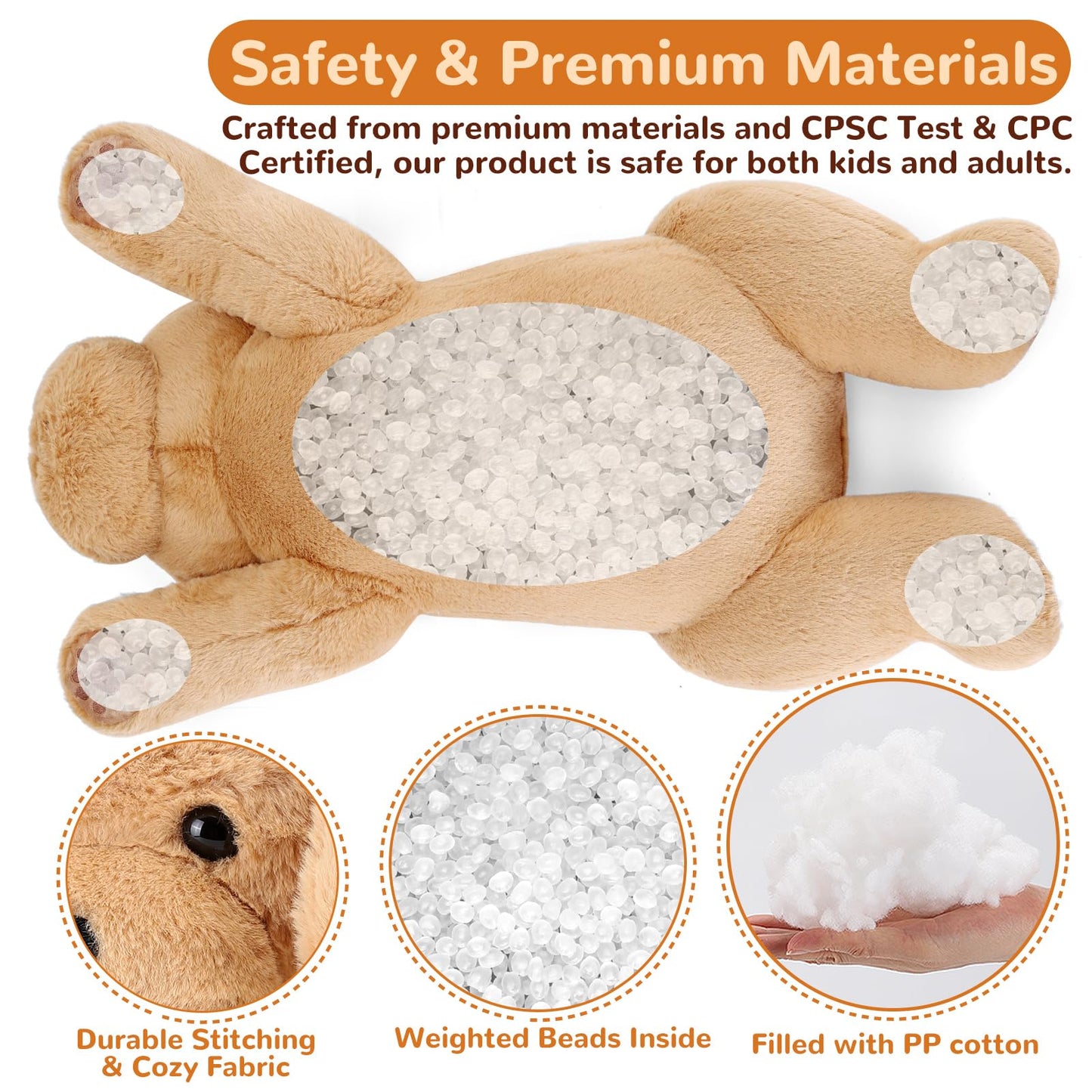 Gnomantic Yellow Lab Weighted Plush Toy — 22-inch, 4.5 lb Labradoodle Pillow for Kids and Adults