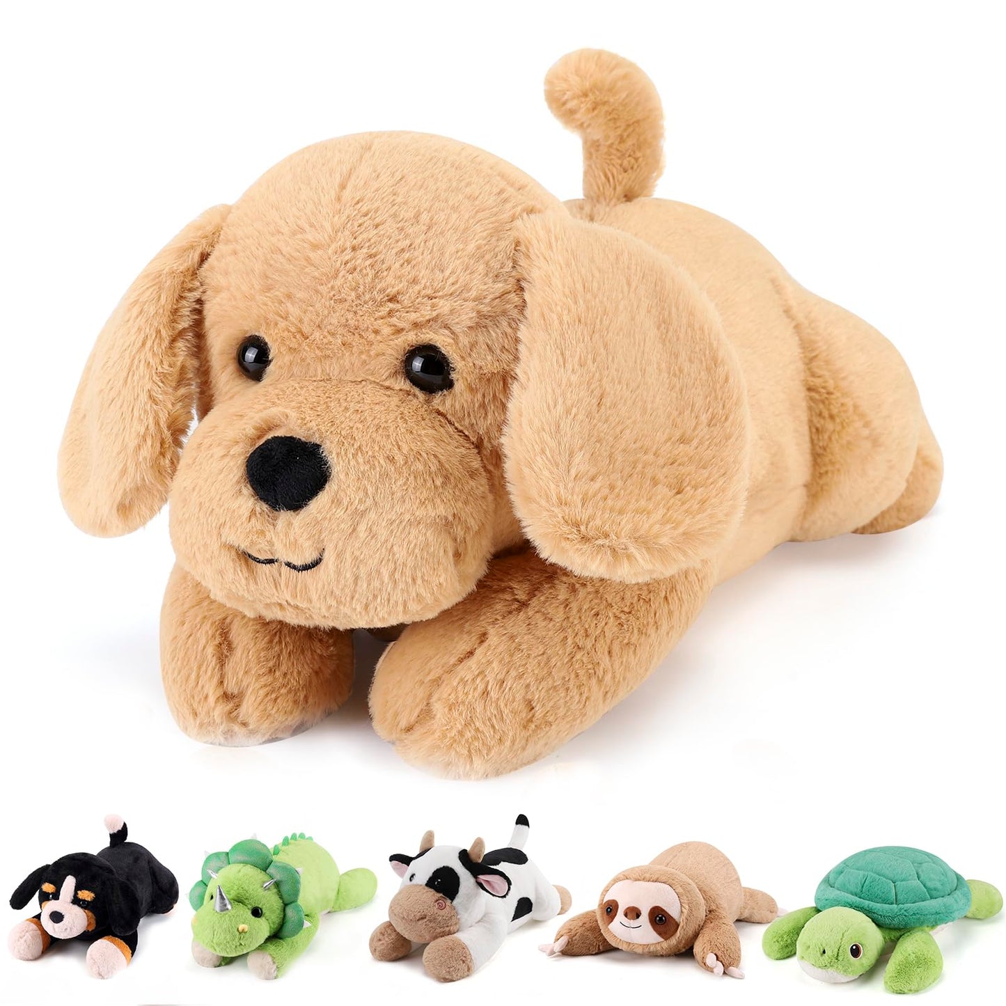 Gnomantic Yellow Lab Weighted Plush Toy — 22-inch, 4.5 lb Labradoodle Pillow for Kids and Adults