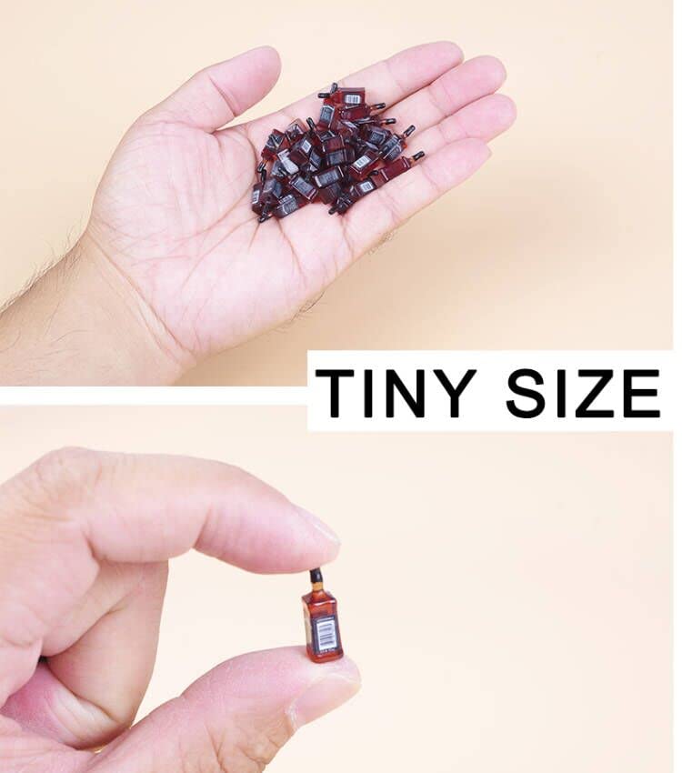 GNYOHUA 40Pcs Tiny Miniature Whiskey Bottles for Dollhouse - 1:24 Scale Kitchen & Bar Decor