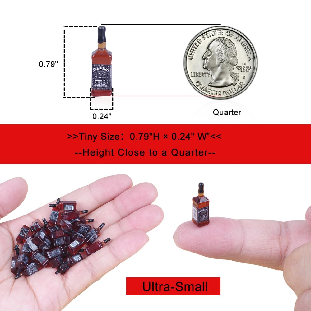 GNYOHUA 40Pcs Tiny Miniature Whiskey Bottles for Dollhouse - 1:24 Scale Kitchen & Bar Decor