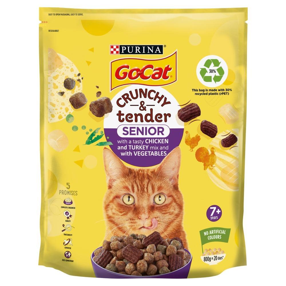 Go-Cat Crunchy & Tender Senior Chicken Turkey & Veg  800g